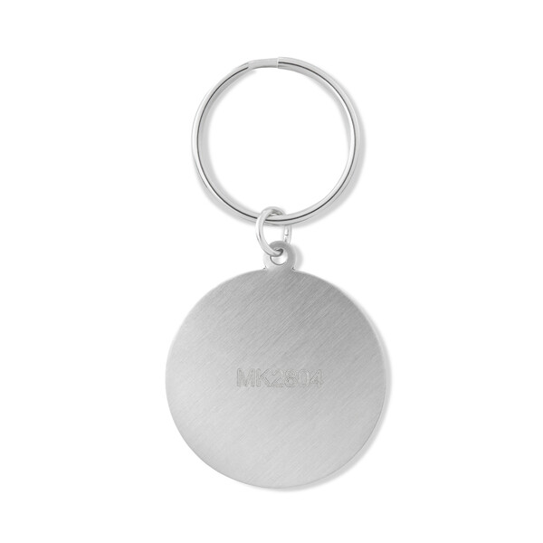 Custom shape recycled stainless steel keychain with a full colour doming - 40mm / M1 ring / Tissue paper wrapping