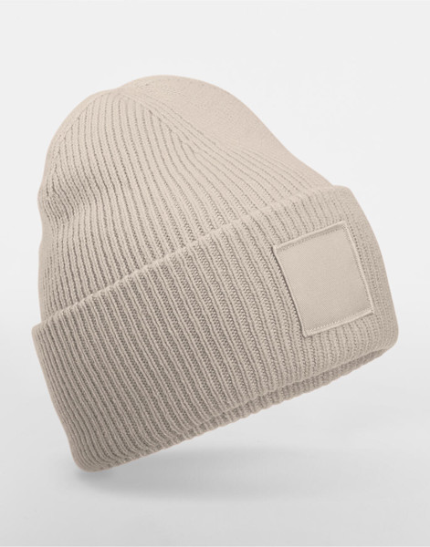 Deep Cuffed Tonal Patch Beanie - Natural Stone / ONE SIZE