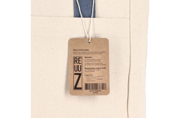 Sac carrier Canvas InSideOut Reuuz 33 x 42 x 10 cm - Ecru / Bleu gris