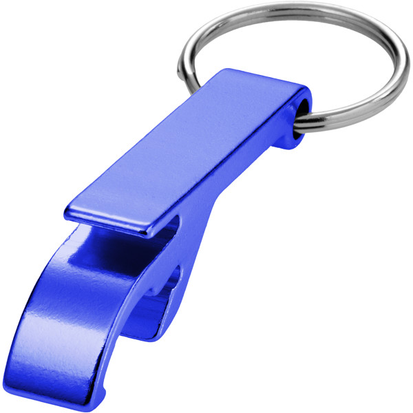 Ouvre-bouteille et canette Tao en aluminium recyclé certifié RCS avec porte-clés - Bleu royal