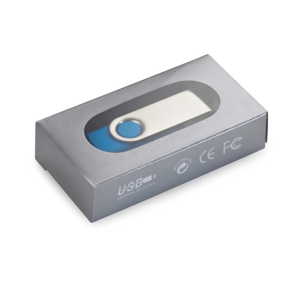 CLAUDIUS 8GB. 8 GB USB flash drive with metal clip - White