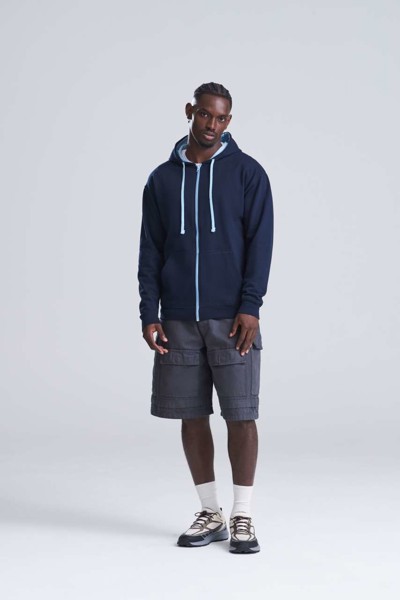 Varsity Zoodie - Heather Grey / French Navy / L