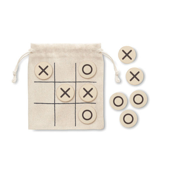 Topos wooden tic tac toe,cotton pouch