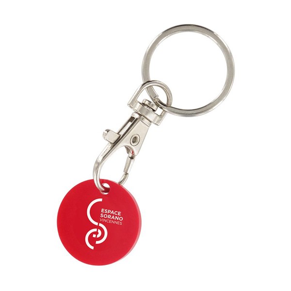 PORTE-CLES MOUSQUETON METAL AVEC JETON CADDIE - Blanc