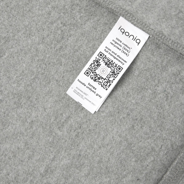 Sweat à capuche en coton recyclé et non teinté Iqoniq Torres - Heather Grey / L