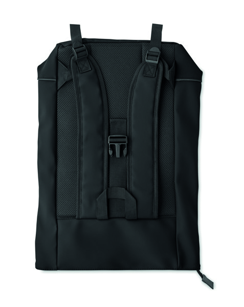 Laptop 15" roll top PU backpack Laptosa - Schwarz
