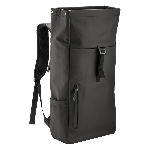 Water-Resistant Soft Pu (15") Backpack - Black