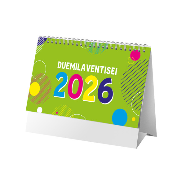 Calendario 2026 Da Tavolo Mensile Multicolore, 13 Fogli Su Carta Patinata Opaca
