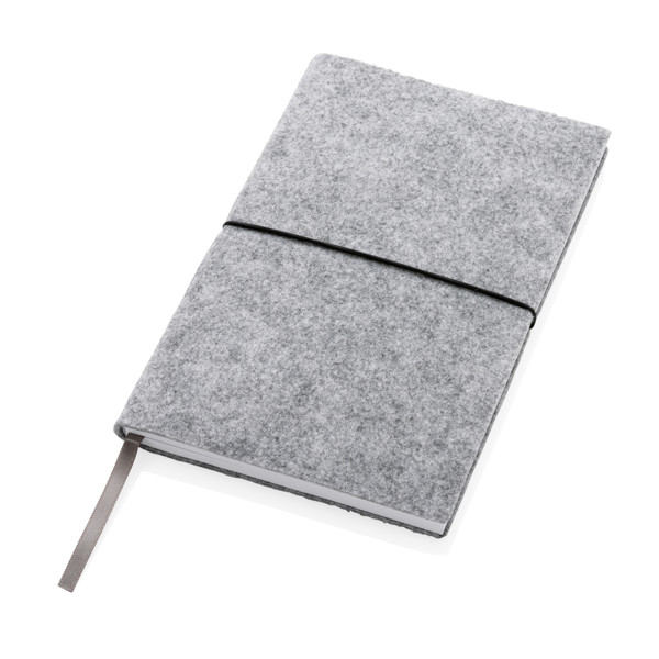 GRS certified recycled felt A5 softcover notebook - Grey