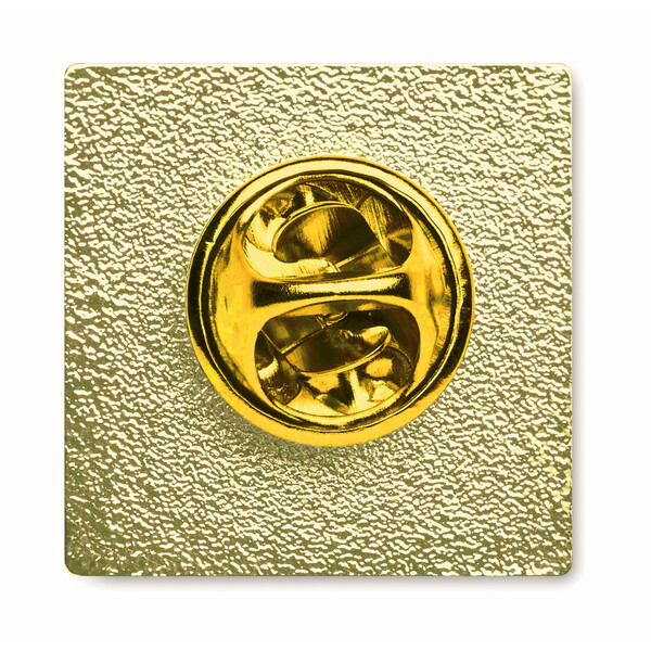 Pin quadrado em metal com doming - Cor integral / Imitação de ouro / Polybag individual