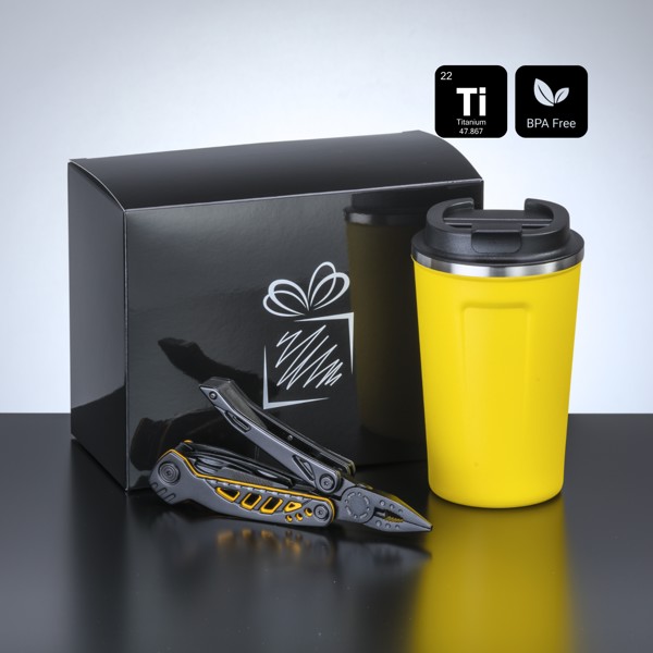 Travel Set Ii: Nordic Thermal Mug 350 ml And Optima Multitool - Yellow