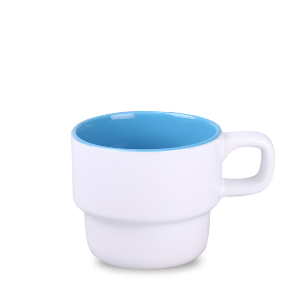 Astrid Duo ceramic mug, stackable design - White / Blue