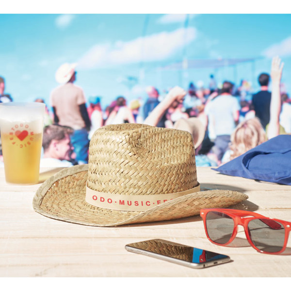 Natural straw cowboy hat Texas - White