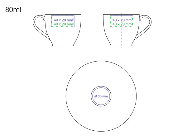 Princess porcelain cup, 180 ml - 80 ml