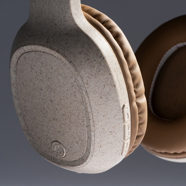 Auriculares inalámbricos personalizados de fibra de trigo con Bluetooth y radio FM