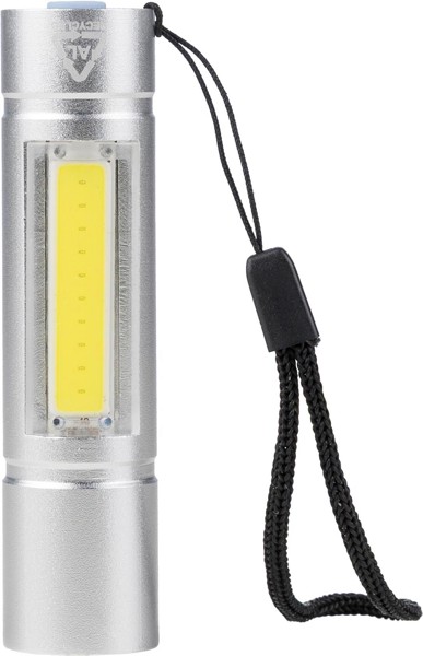 Gerecycled aluminium COB-zaklamp Sami - zilver