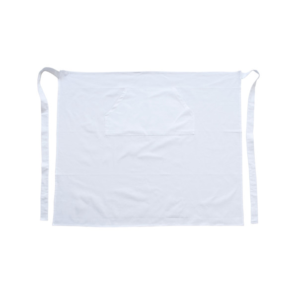 Avental De Empregado De Mesa, Bolso Frontal, 100% Algodão - Branco