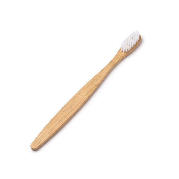 Personalised bamboo toothbrush with soft bristles and kraft box