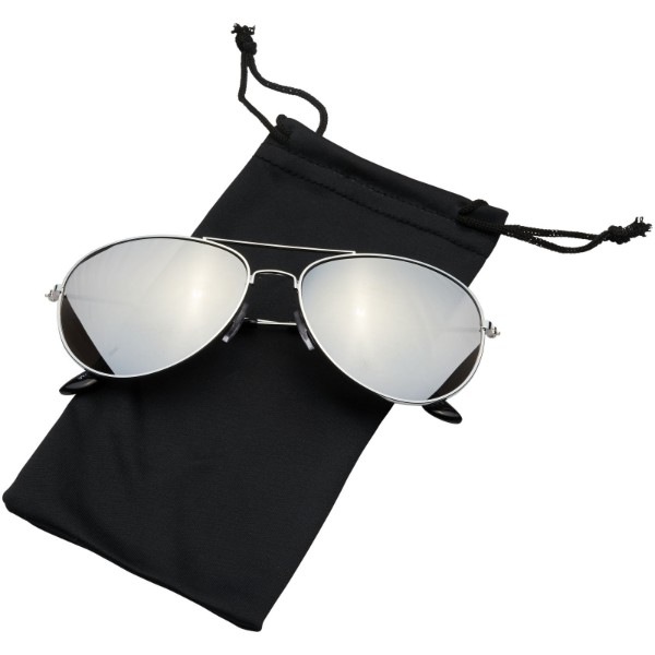 Sluneční brýle s barevnými zrcadlovými sklíčky Aviator - Stříbrný