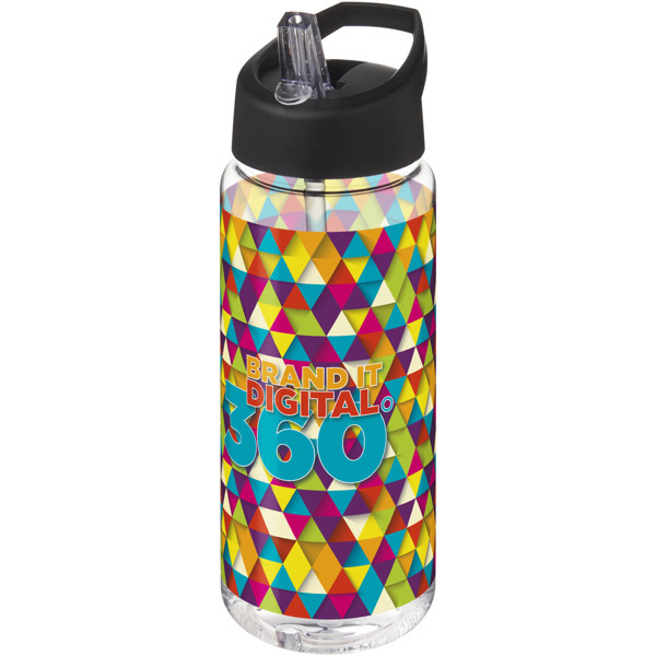 Bouteille de sport H2O Active® Octave Tritan™ de 600 ml avec couvercle à bec verseur - Translucide / Noir