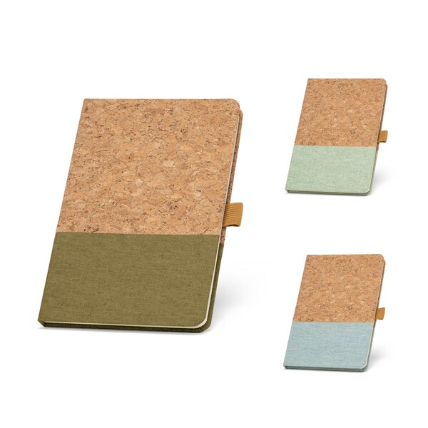 KLEE II. A5 notebook in cork and linen with lined sheets - Light Green