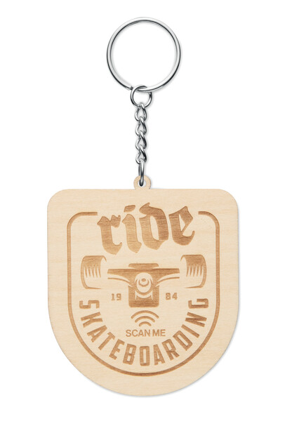 Custom shape wooden NFC keyring - 50mm / M2 ring / Tissue paper wrapping / Rewritable