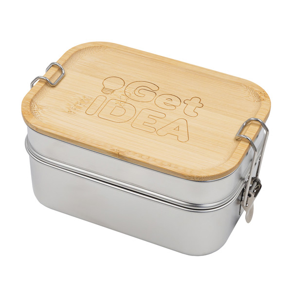 1000 ml Alcora double lunch box - Silver