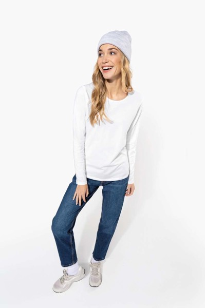 Ladies Long-Sleeved Crew Neck T-Shirt - White / L