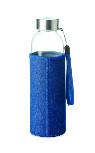 Steklena športna steklenica Utah Denim 500 ml, torbica iz neoprena