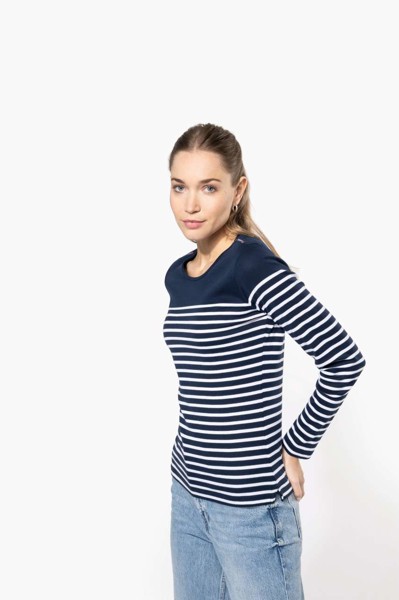 Ladies’ Long-Sleeved Breton Stripe Top - S