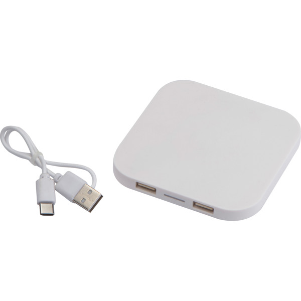 Wireless charger with 2 USB ports GERLINDE - White