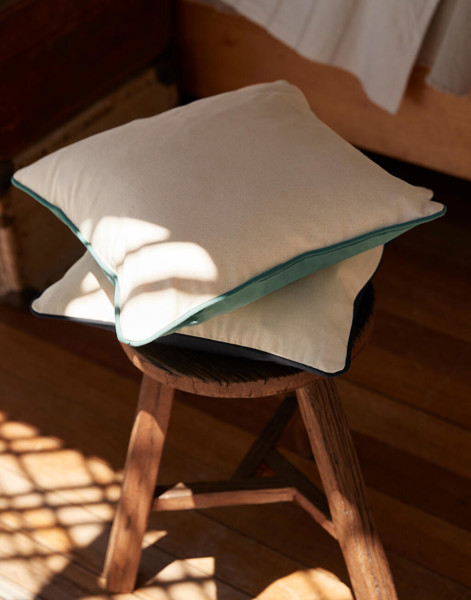 Fairtrade Cotton Piped Cushion Cover - Natural / Black / ONE SIZE