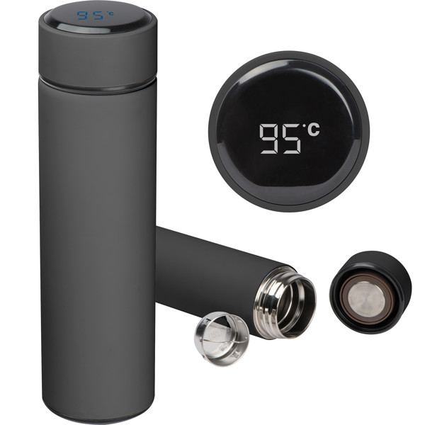 WINSTON Termohrnček s teplomerom, 450 ml - Black