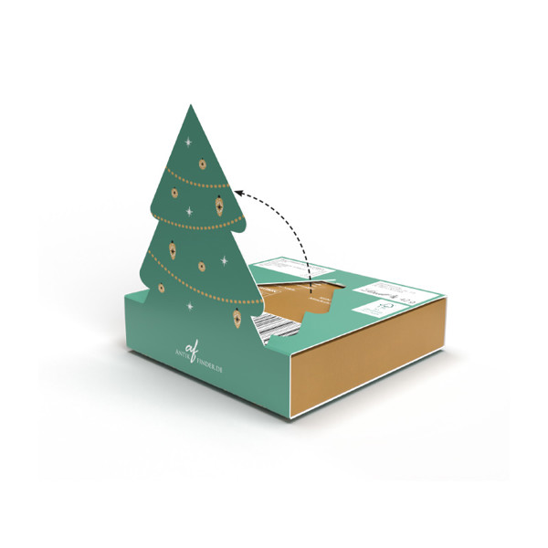 Lindt present, promotional slipcase "christmas tree", Lindt Mini Pralinés | Promotional case christmas tree: white cardboard, inlay: plastic