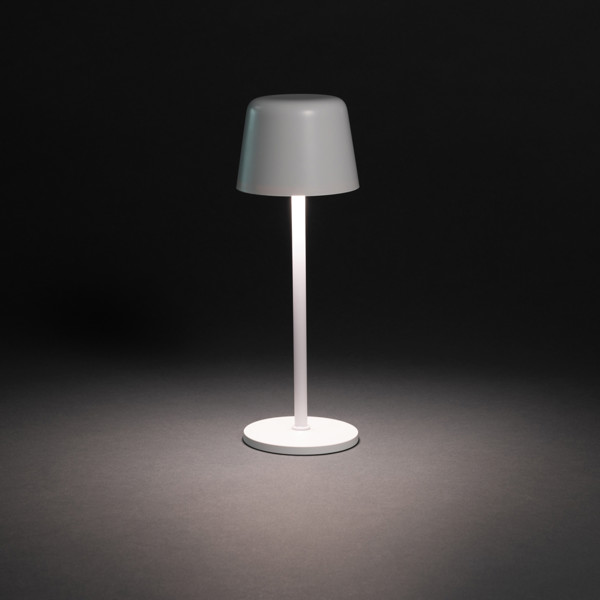 USB dobíjateľná stolná lampa Zenic z RCS recykl. plastu, biela -