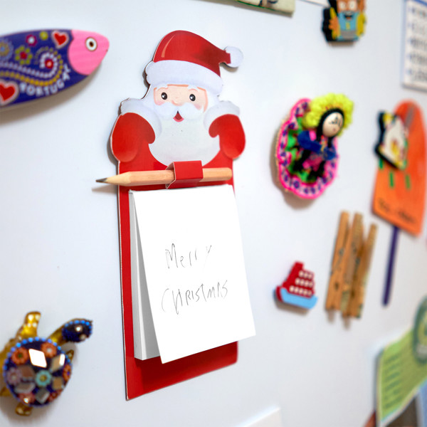 Personalised Christmas magnet with notepad and pencil Santa Claus design