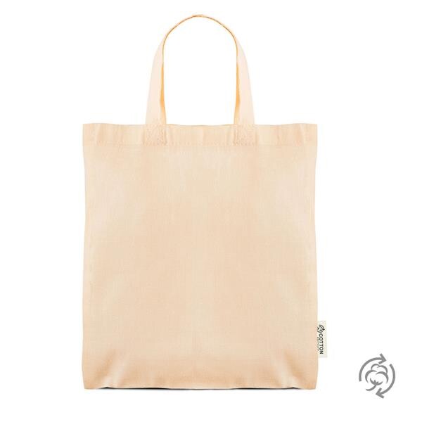 Saco Algodão Reciclado, Alças Curtas, 140G/M² - Crú