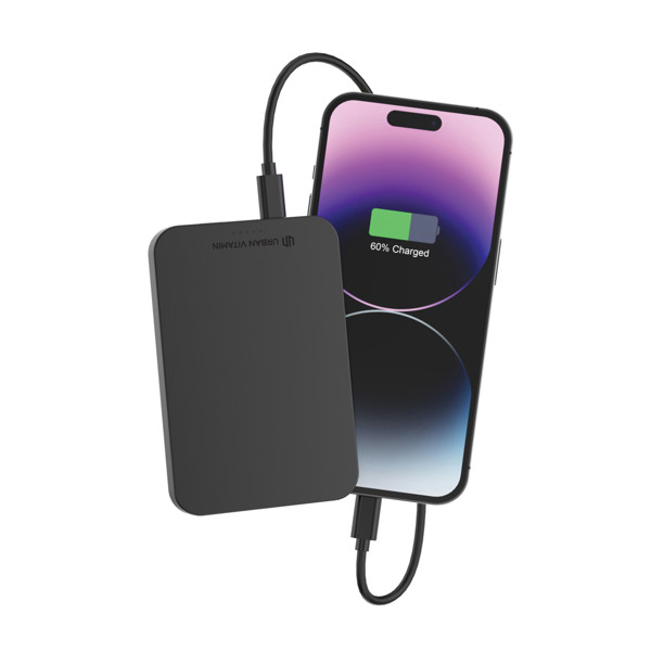 Powerbank 5000mAh en plastique/alu RCS UrbanVitamin Richmond - Noir