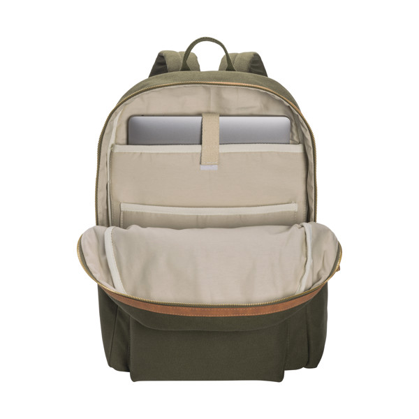 Zaino In Canvas Riciclato Con Compartimento Imbottittito Per Notebook - Verde Scuro