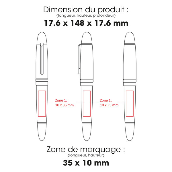 THE BIG PEN - BND180 - Stylo à bille roulante en acier inoxydable recyclé