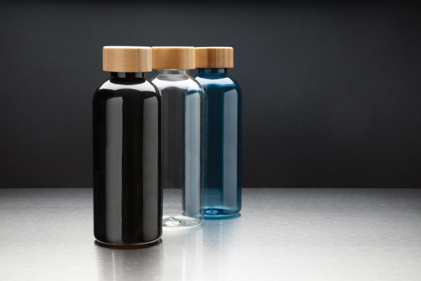 RCS RPET bottle with bamboo lid - Black