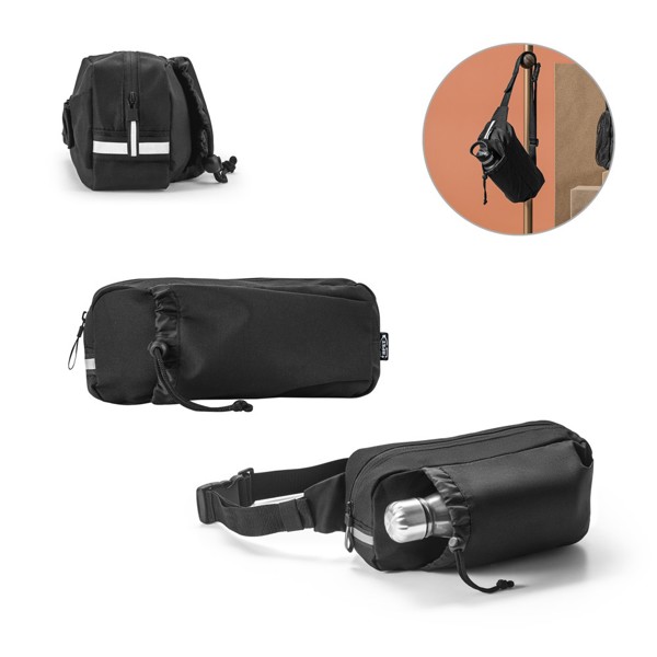 DELFOS POUCH. 300D serecyklovaného polyesteru a 600D serecyklovaného polyesteru ledvinka s reflexními prvky