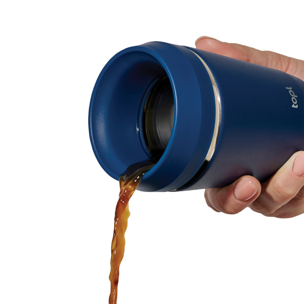 Mug 235 ml avec couvercle 360 en acier recyclé Topl - Bleu Marine