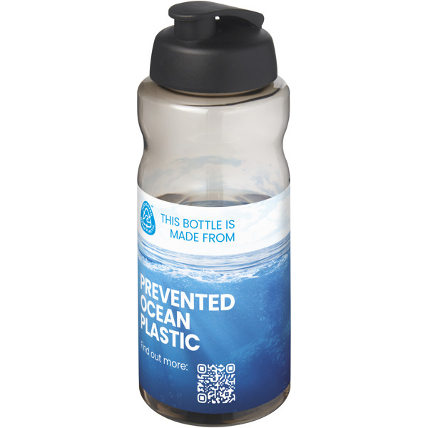 H2O Active® Eco Big Base 1 l športová fľaša s odklápacím viečkom - Uhľová / Jednofarebná čierna