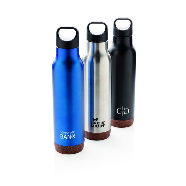 Bouteille isotherme étanche avec finition liège - Argent