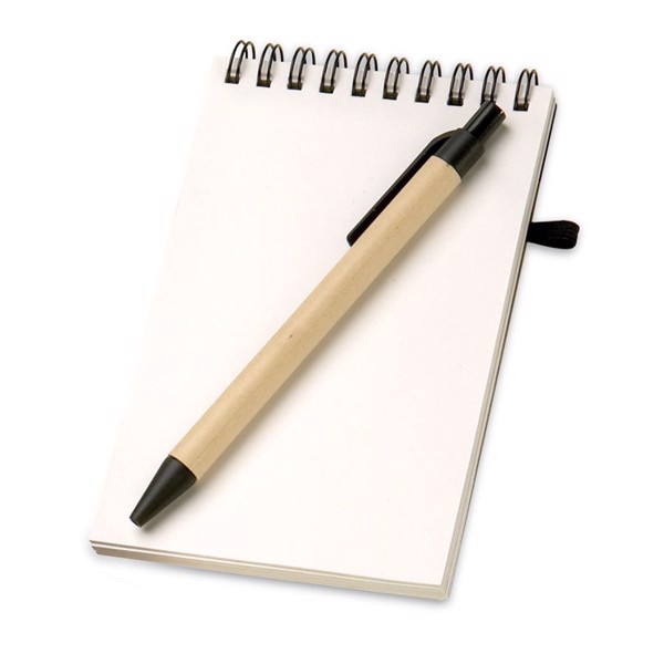 Bloc-notes recyclé et stylo Sonora - Noir