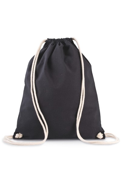 Organic Cotton Backpack With Drawstring Carry Handles - Black