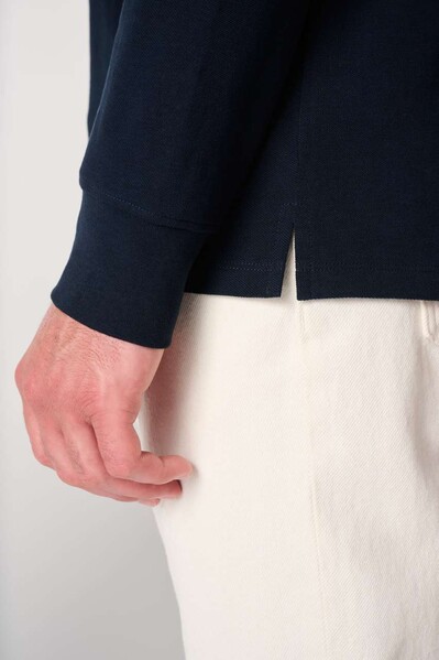 Men's Pique Long-Sleeves Polo Shirt - Ideal White / 2XL