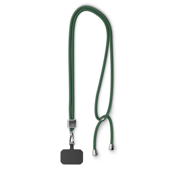 Moderno cordão cruzado para telemóvel em poliéster - Verde clássico / Preto / Acessórios prateados