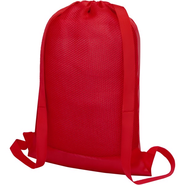 Mesh drawstring outlet backpack